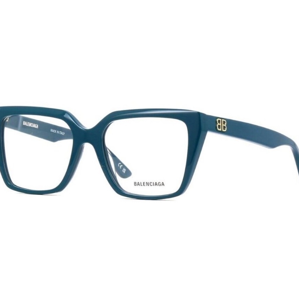 New Authentic  BALENCIAGA Blue Square BB0130O 007 Glasses Women